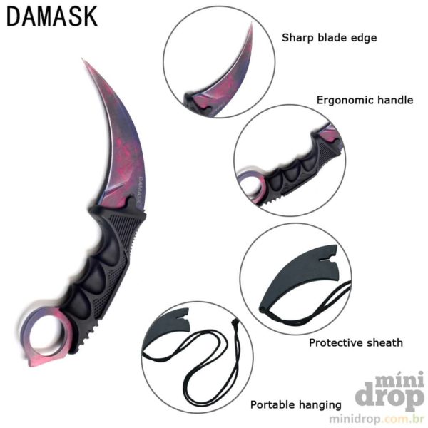 faca-do-cs Karambit do CS Go - Purple + Rose Red - Imagem 2