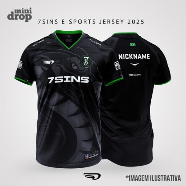 camiseta 7sins preta jersey 7 sins